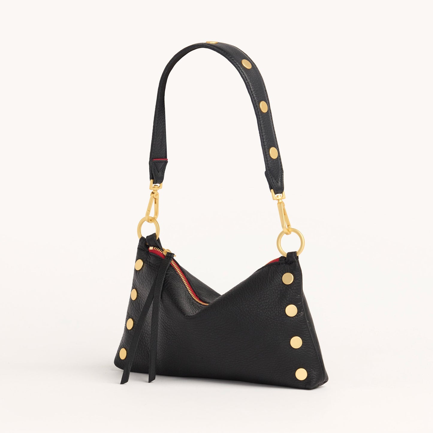 Riveted Shoulder Strap | Black Pebbled/Brushed Gold