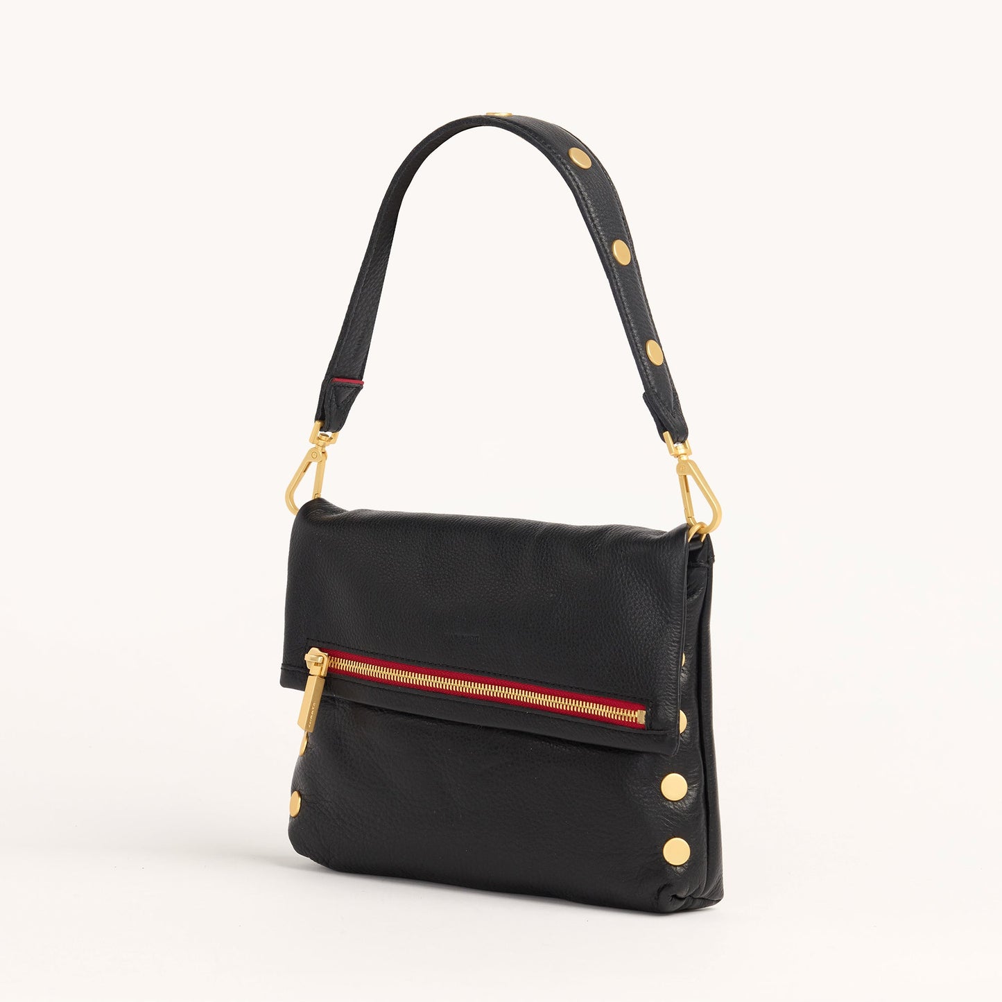 Riveted Shoulder Strap | Black Pebbled/Brushed Gold