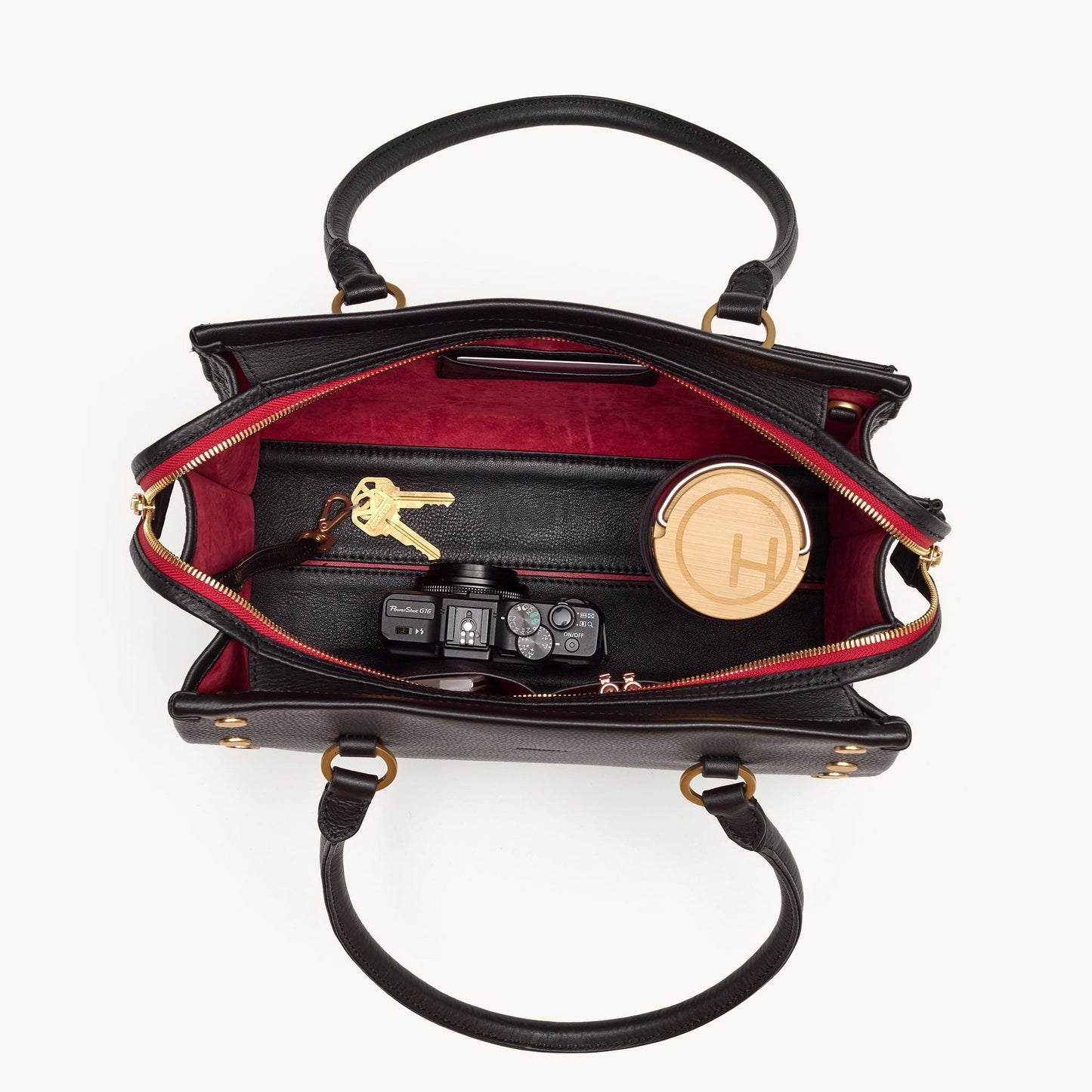 Allen | Black/Brushed Gold Red Zip | Lrg