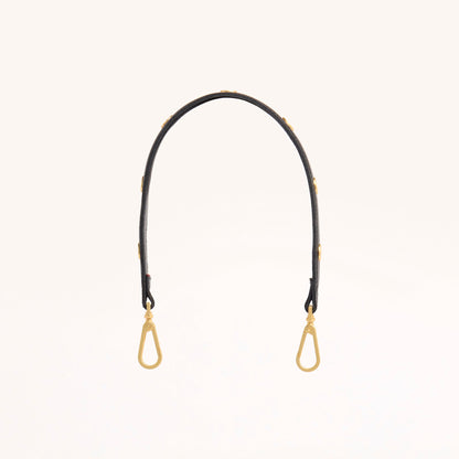 Riveted Shoulder Strap | Black Pebbled/Brushed Gold