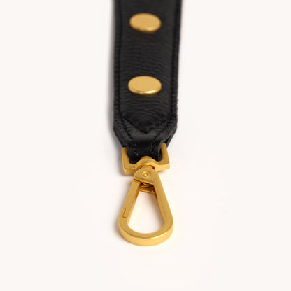 Riveted Shoulder Strap | Black Pebbled/Brushed Gold
