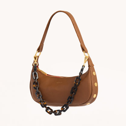 Tortoise Shell Shoulder Strap | Black/Brushed Gold