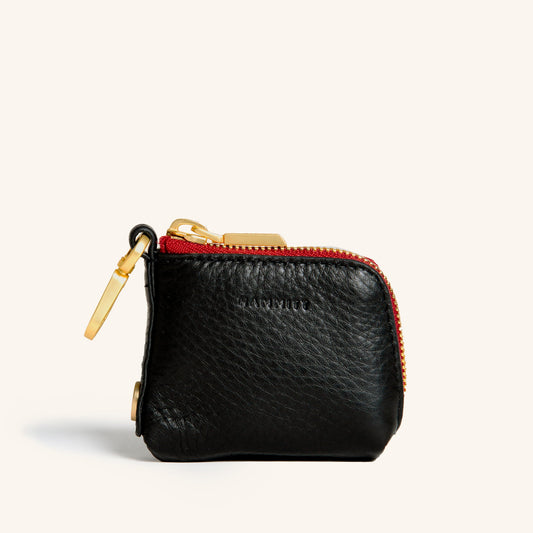 Syd Pouch | Black/Brushed Gold Red Zip